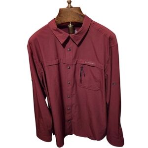 G.H. Bass & Co. Fishing Mens Button Up Outdoor Workwear Maroon Red Shirt XXL
